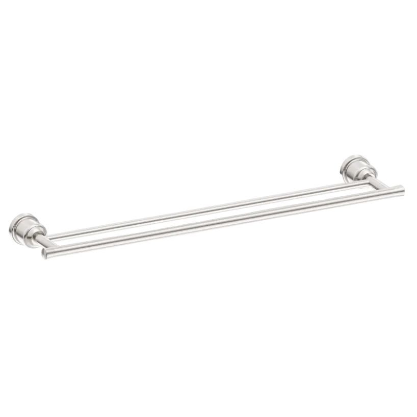heritage double 60cm brushed nickel towel rail