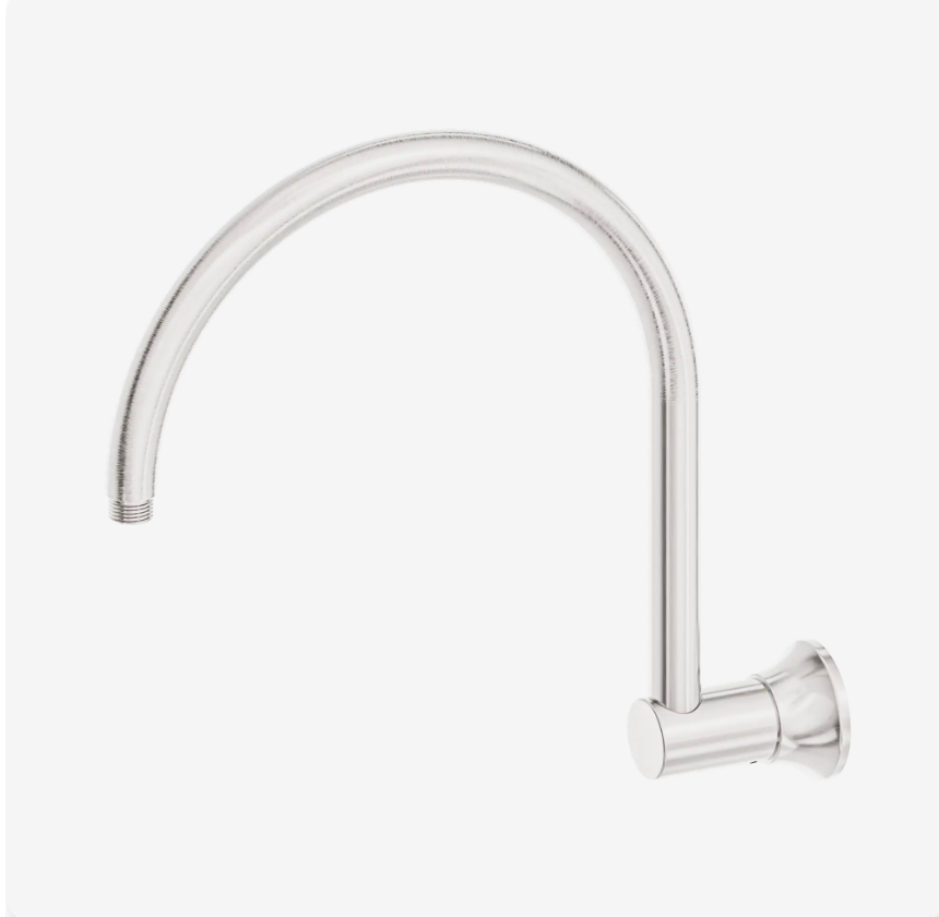 Brushed nickel gooseneck wall shower arm