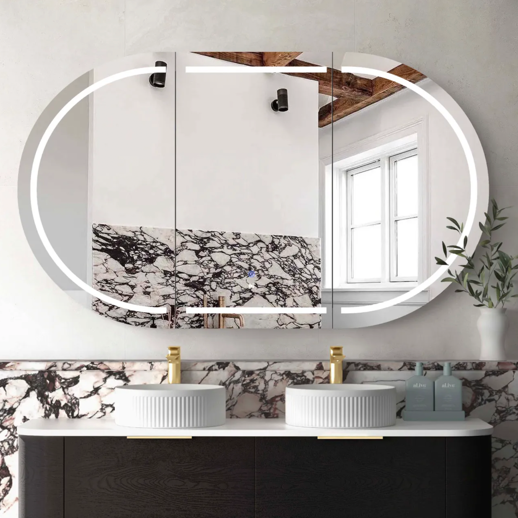Matte black 1500mm led shaving cabinet