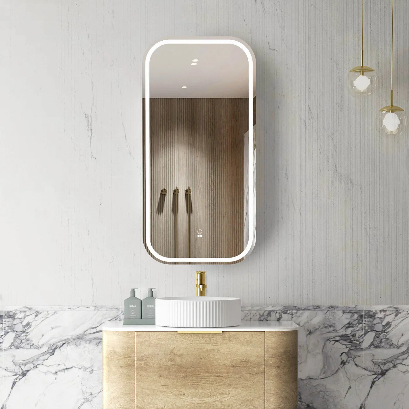 LED 450 mm wood shaving cabinet
