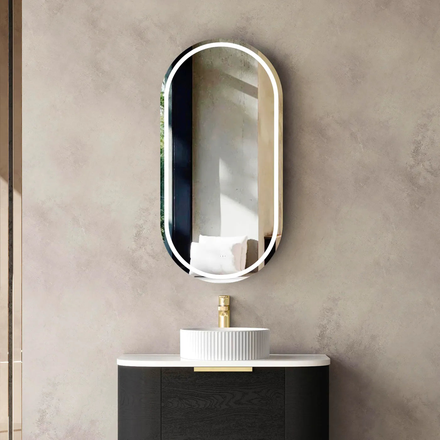 450mm pill shaving mirror cabinet black oak