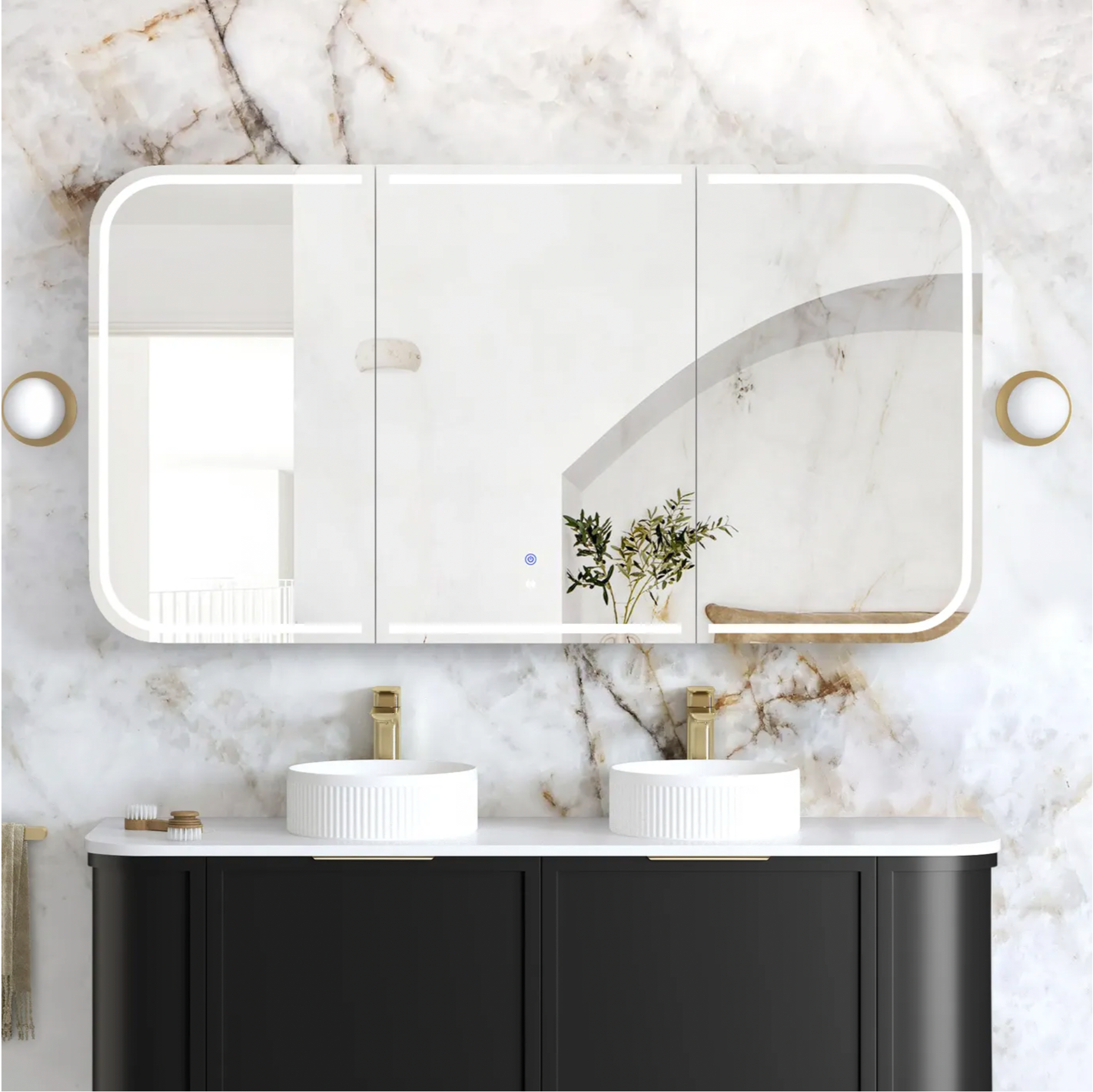 Matte black 1500mm led shaving cabinet 