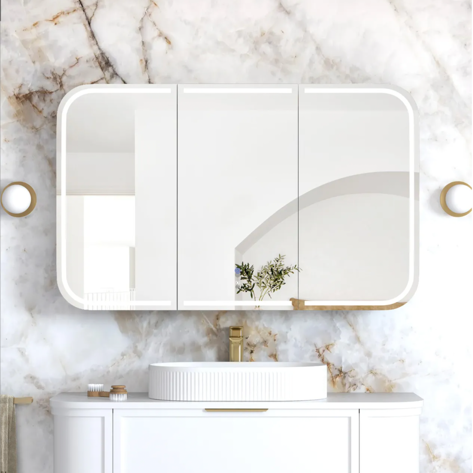 1500mm LED matte white bathroom shaving cabinet 