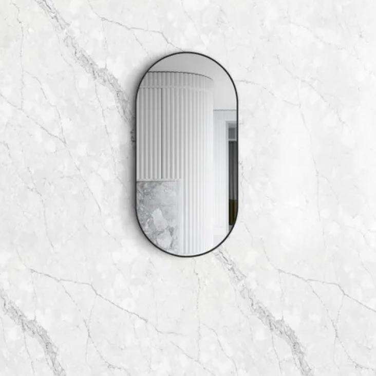 Rectangular oval black mirror 