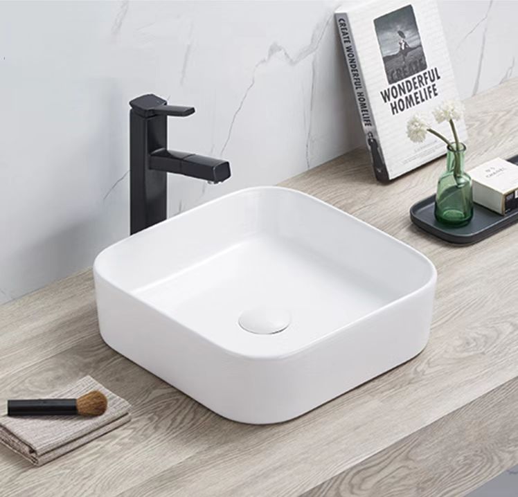 Donii Arlo Gloss White Square Above Counter Basin 375x375