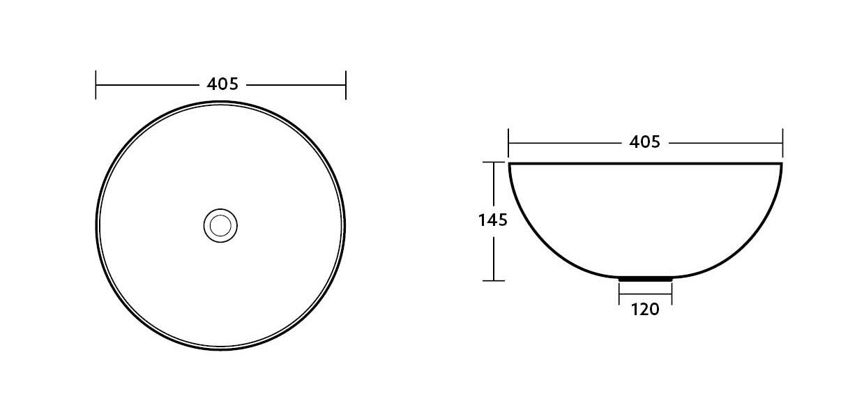 Donii Arlow Matte Black Round Above Counter Basin 405x405