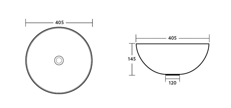 Donii Arlow Matte Black Round Above Counter Basin 405x405