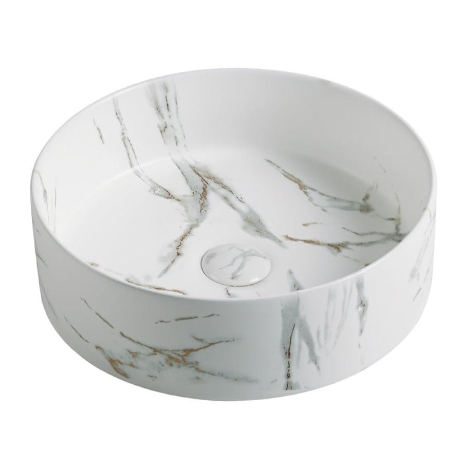 Donii Clasico Matte White Marble Round Above Counter Basin 