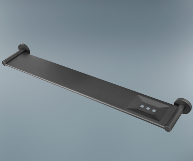 Shower shelf gunmetal incorporating soap holder 