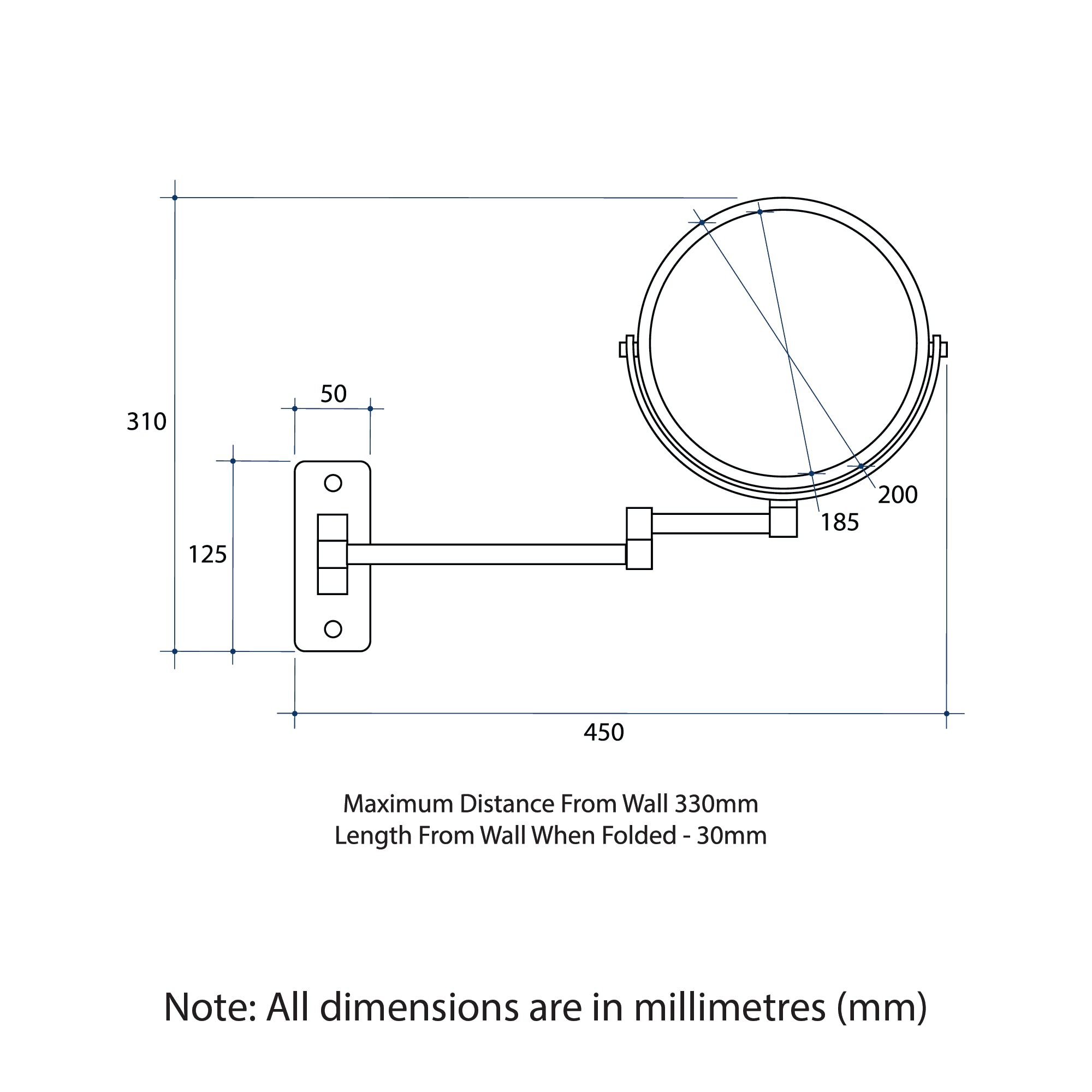 Thermogroup 1 & 5 x Magnification Chrome Mirror