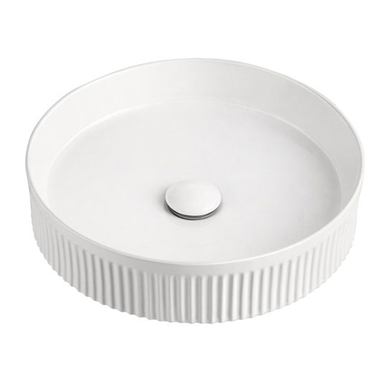 ADP Round Fluted  410x410 Above Counter  Basin Gloss White