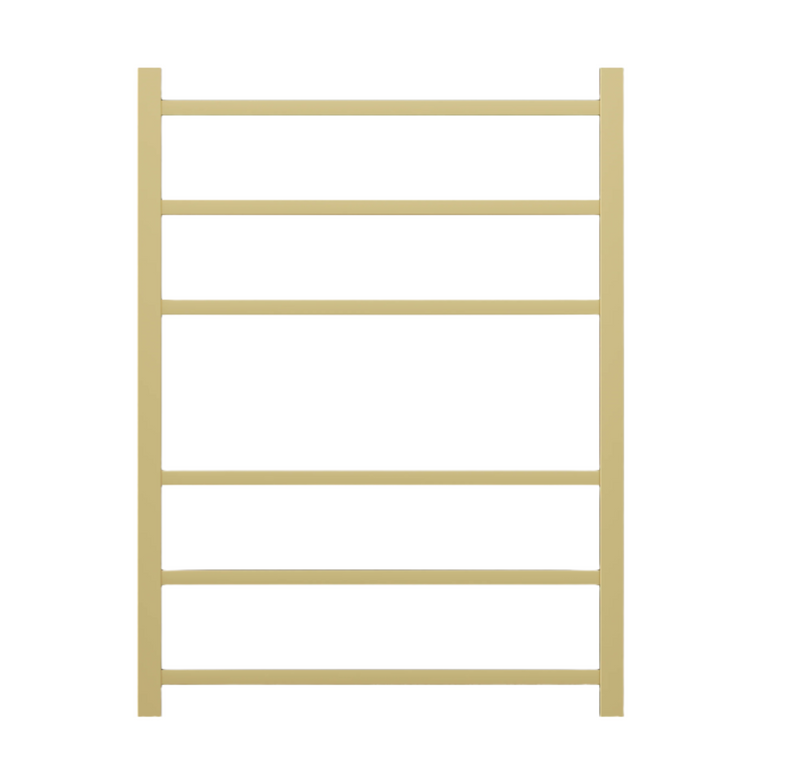 Linsol Spirit Square 6 Bar Heated Towel Rail Brushed Brass 800x600mm