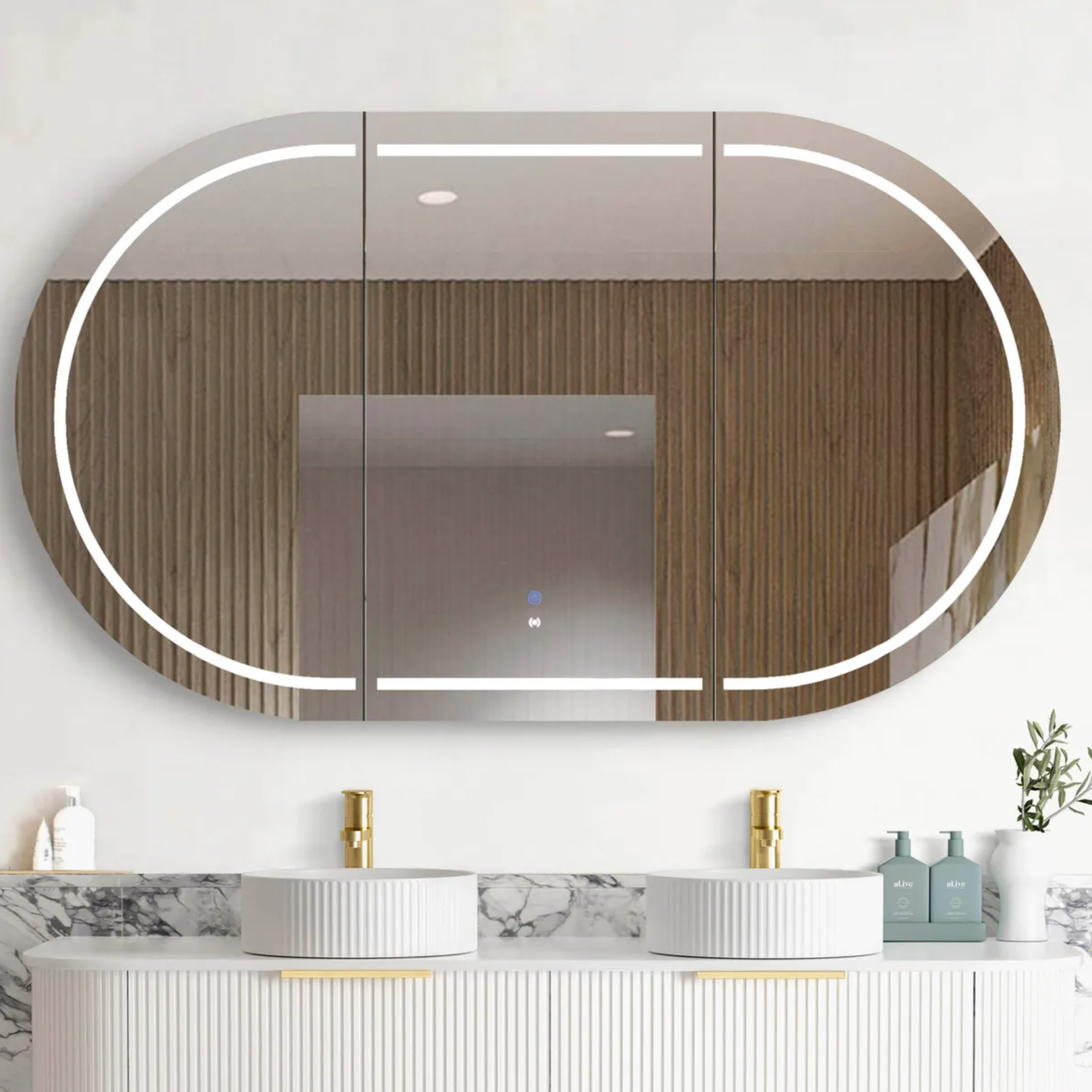 1500mm led matte white bathroom shaving cabinet 
