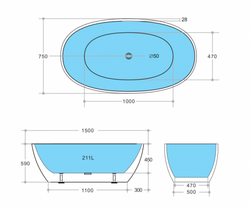 Donii Zilon 1700 Freestanding Bath Matte Black