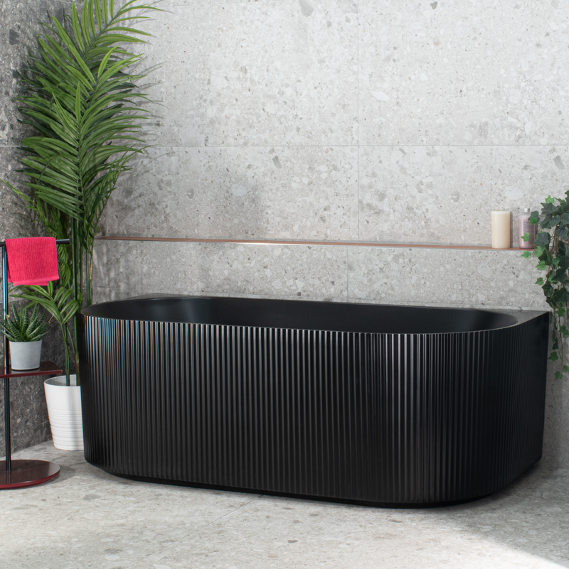 Donii Verona Groove Back to Wall Bath Matte Black 1500/1700