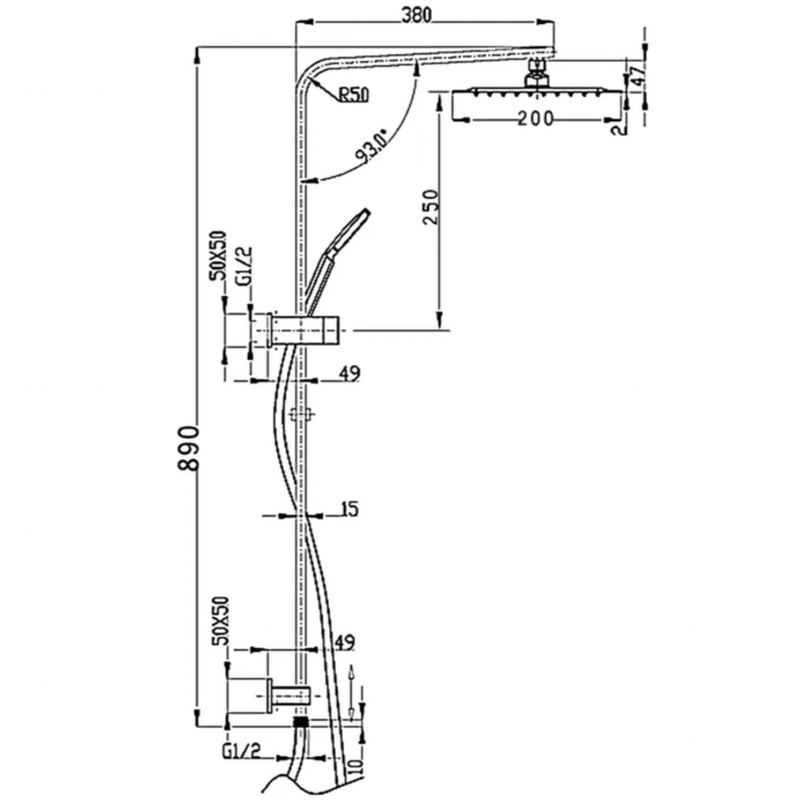 Inspire Taran Square Twin Shower On Rail Gunmetal