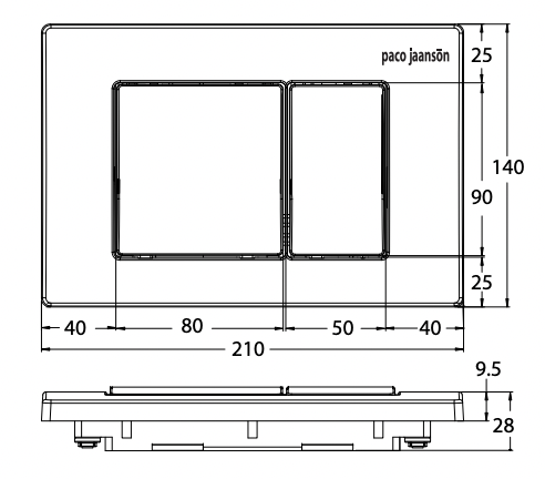 Paco Jaanson dual Flush Control Plate For Undercouner Cistern Polished Chrome