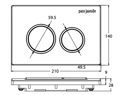 Paco Jaanson Dual Flush Buttons For Undercounter Cistern Matt Chrome