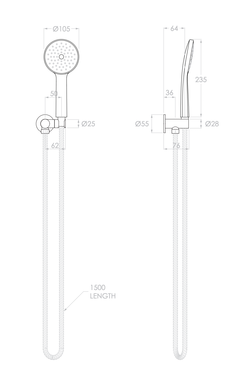 ADP Soul Classic Hand Shower On Hook Brushed Nickel