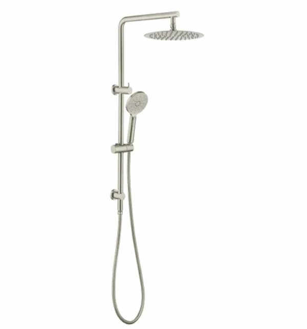 Inspire Pavia Round Twin Shower On Rail Brushed Nickel