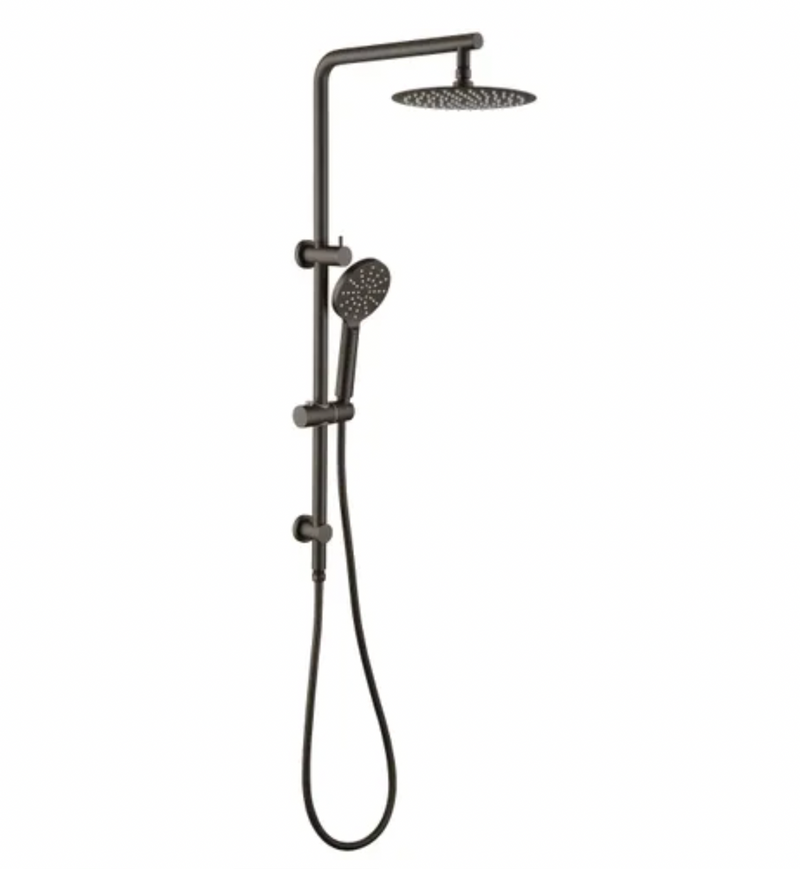 Inspire Pavia Round Twin Shower On Rail Gunmetal