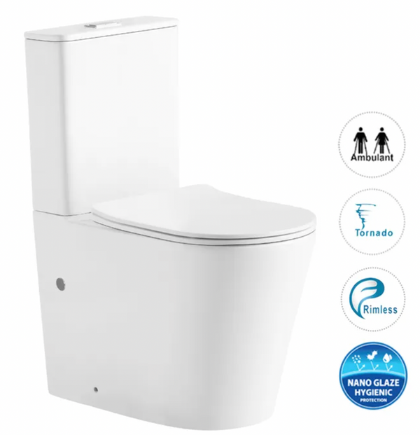 Inspire Radiant Gloss White Tornado Flush Rimless Back to Wall Toilet Suite