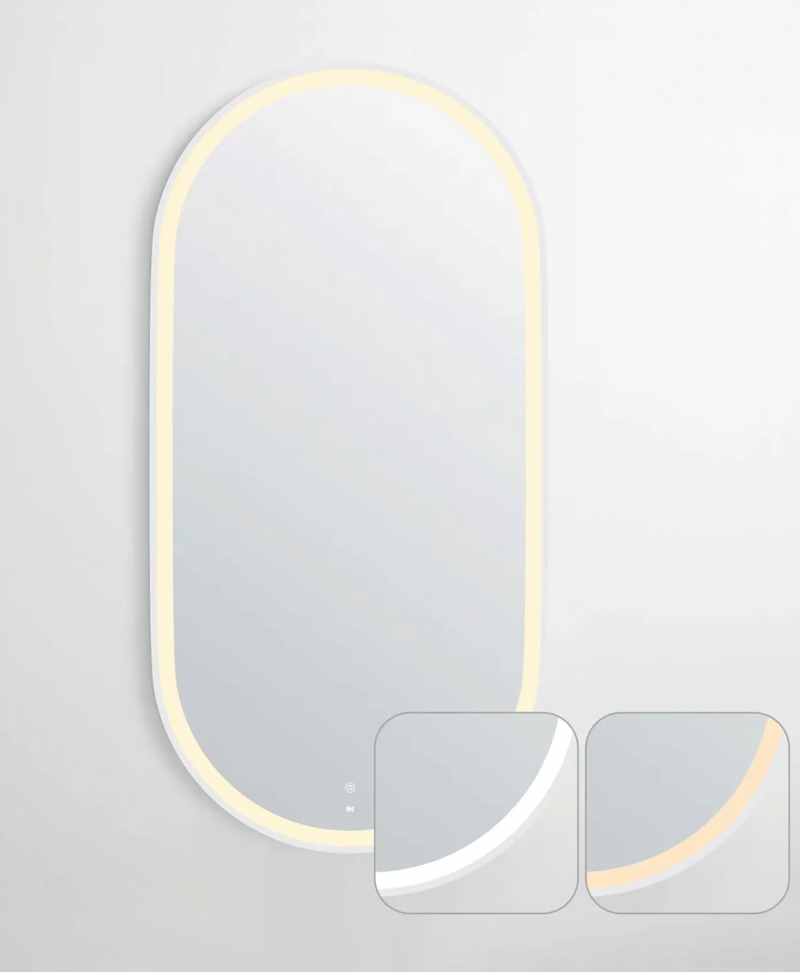 Otti LED Noosa Matte  White  Metal Frame Oval Mirror 900x450mm