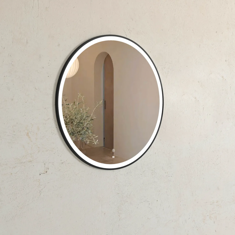 Otti Bondi LED Matte Black Metal Frame  Mirror 800mm