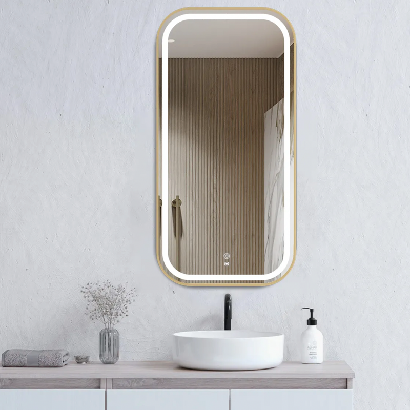 Otti LED Newport Gold Metal Frame Mirror Soft Square 900x450mm