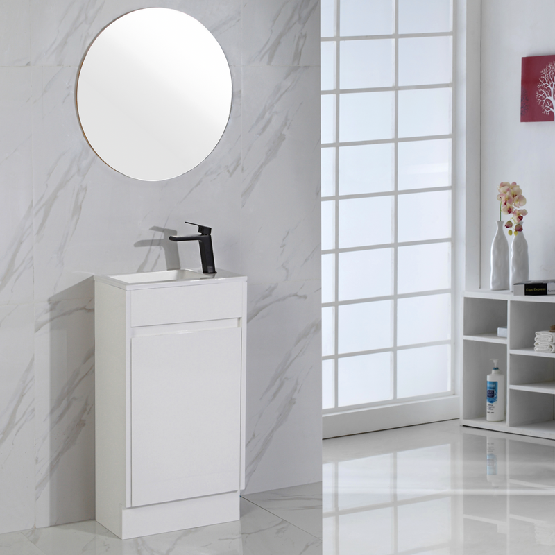 Aulic Brant  Single  Door Gloss White  Finish compact Freestanding Vanity 465mm