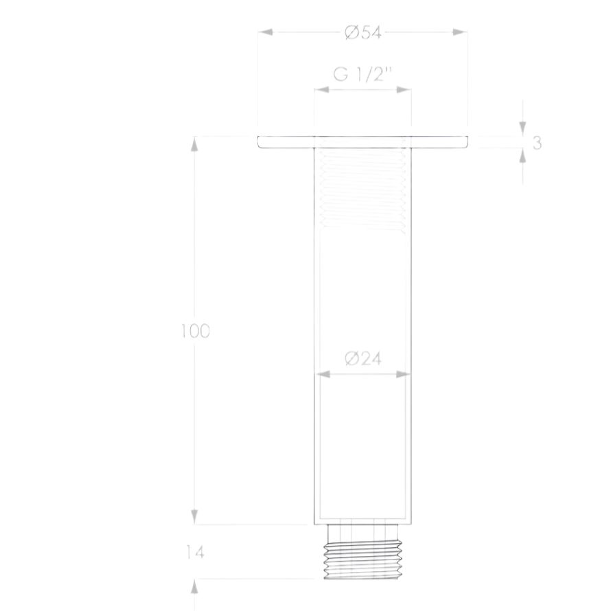 ADP Soul Ceiling Dropper Shower Arm 100mm Brushed Copper