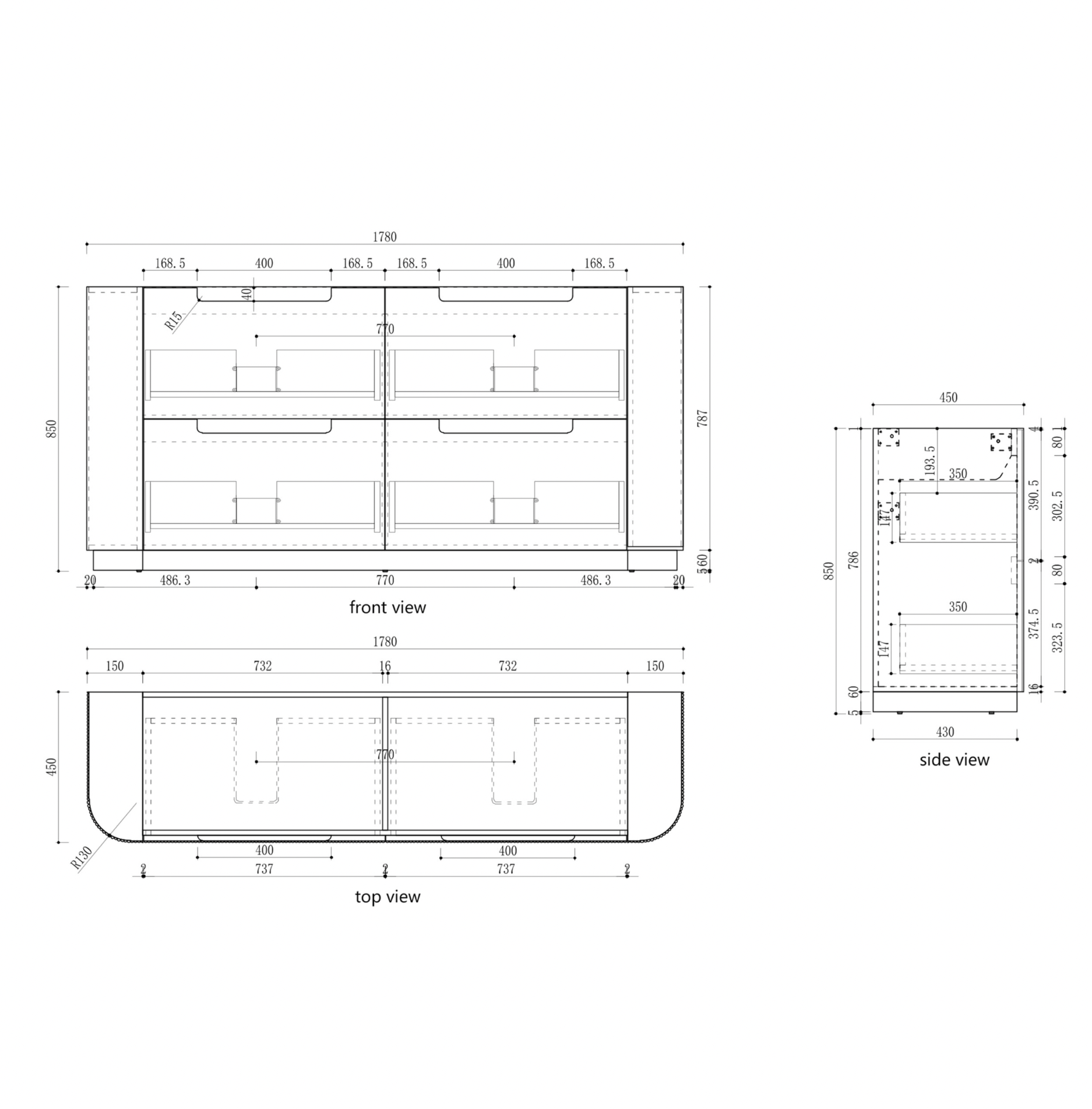 Aulic Curva   Matte White  V-Groove Floor Standing Vanity 1800mm