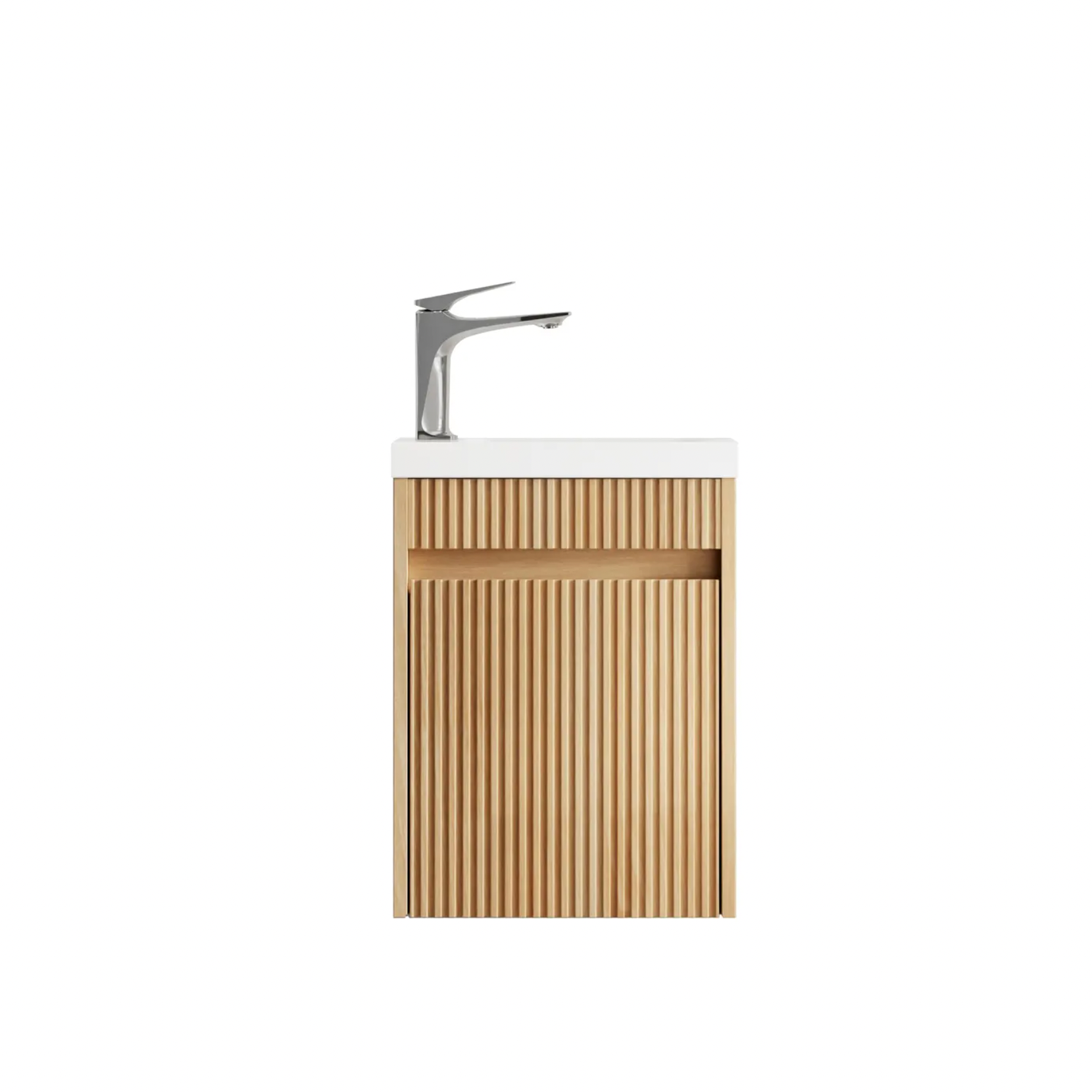Otti Compact Ensuite 400 Fluted Woodland Oak Wall Hung Vanity