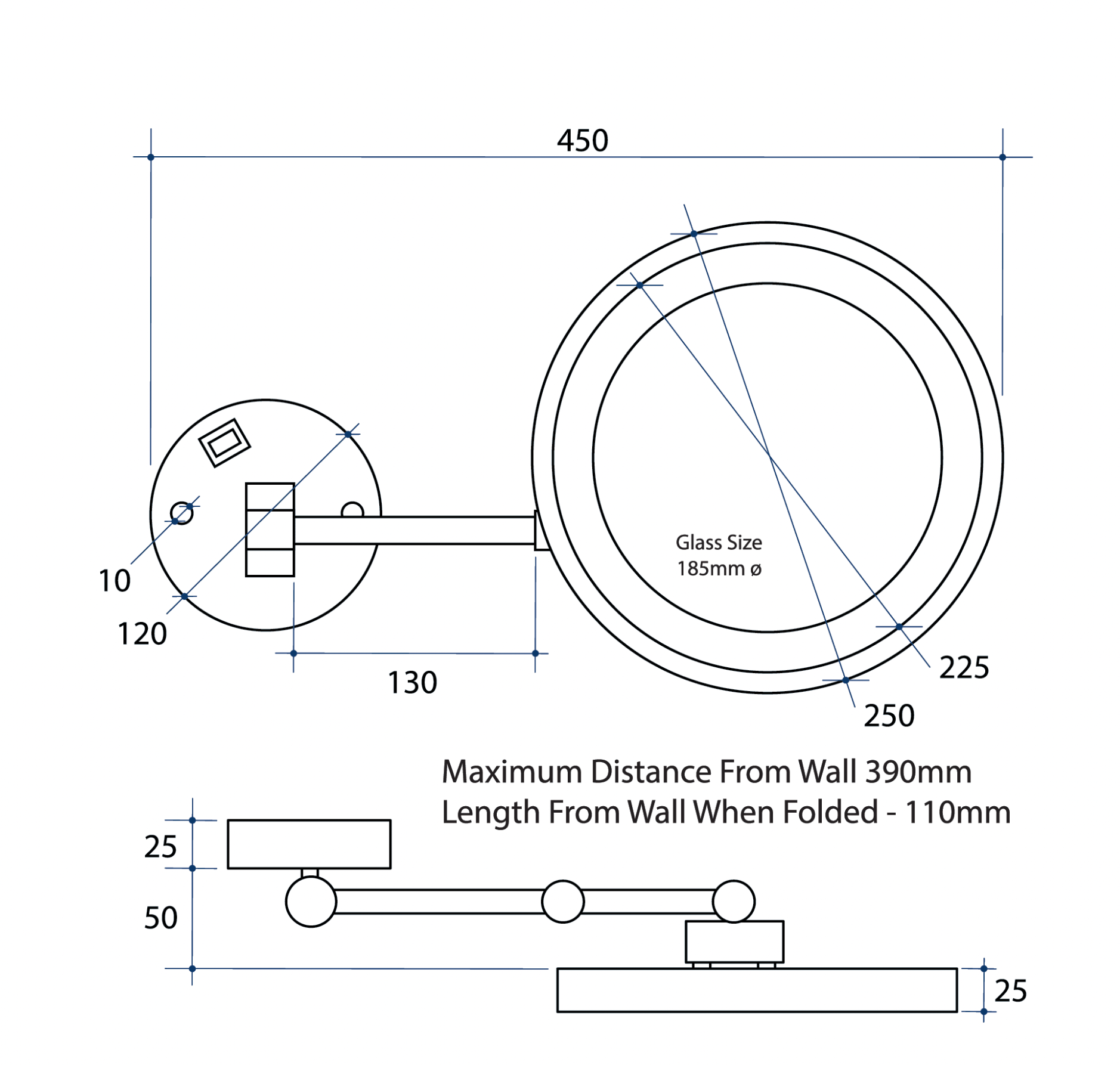 Thermogroup  3 x Magnification Brushed Nickel  Mirror With Light