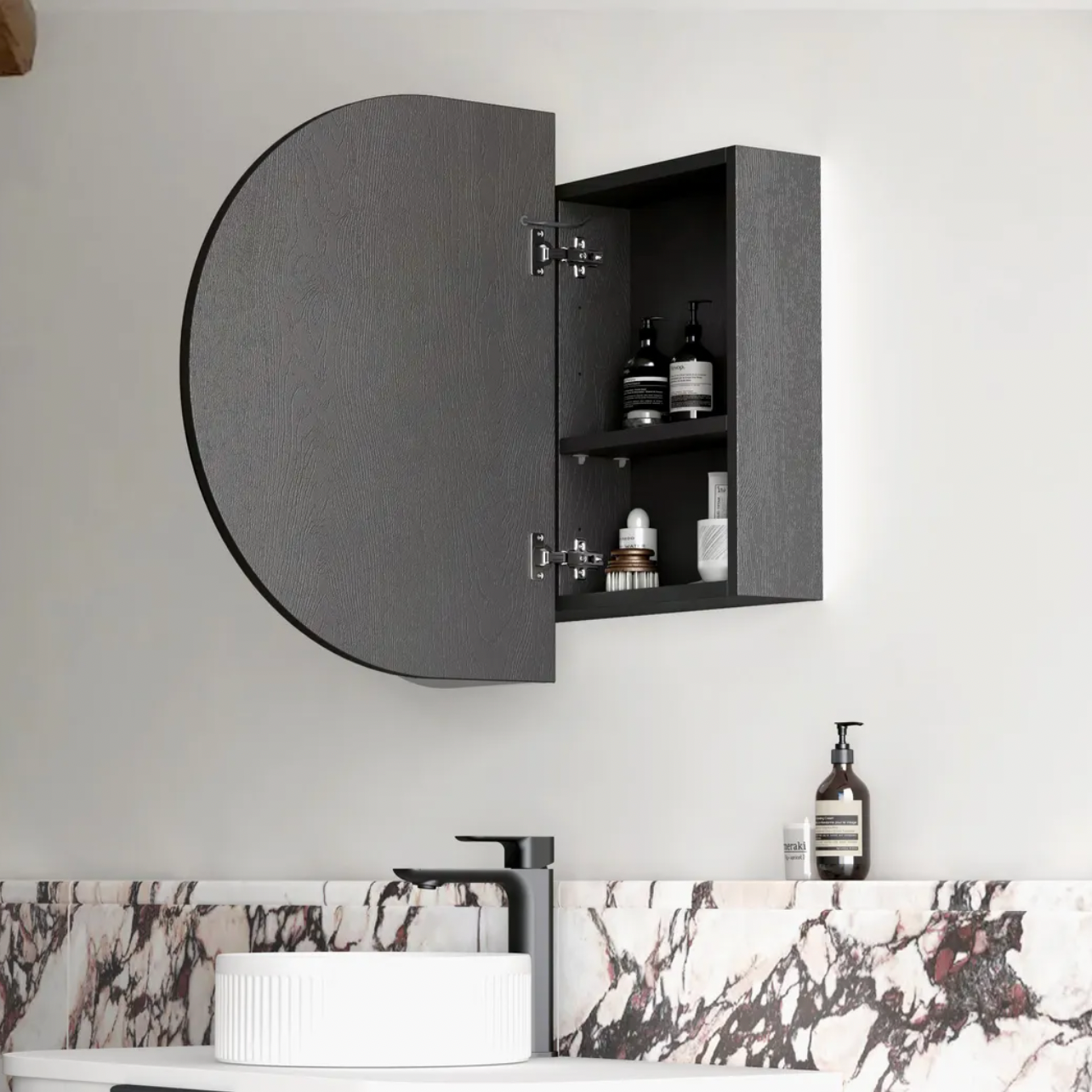 Otti Bondi LED Mirror Cabinet Black Oak 900mm