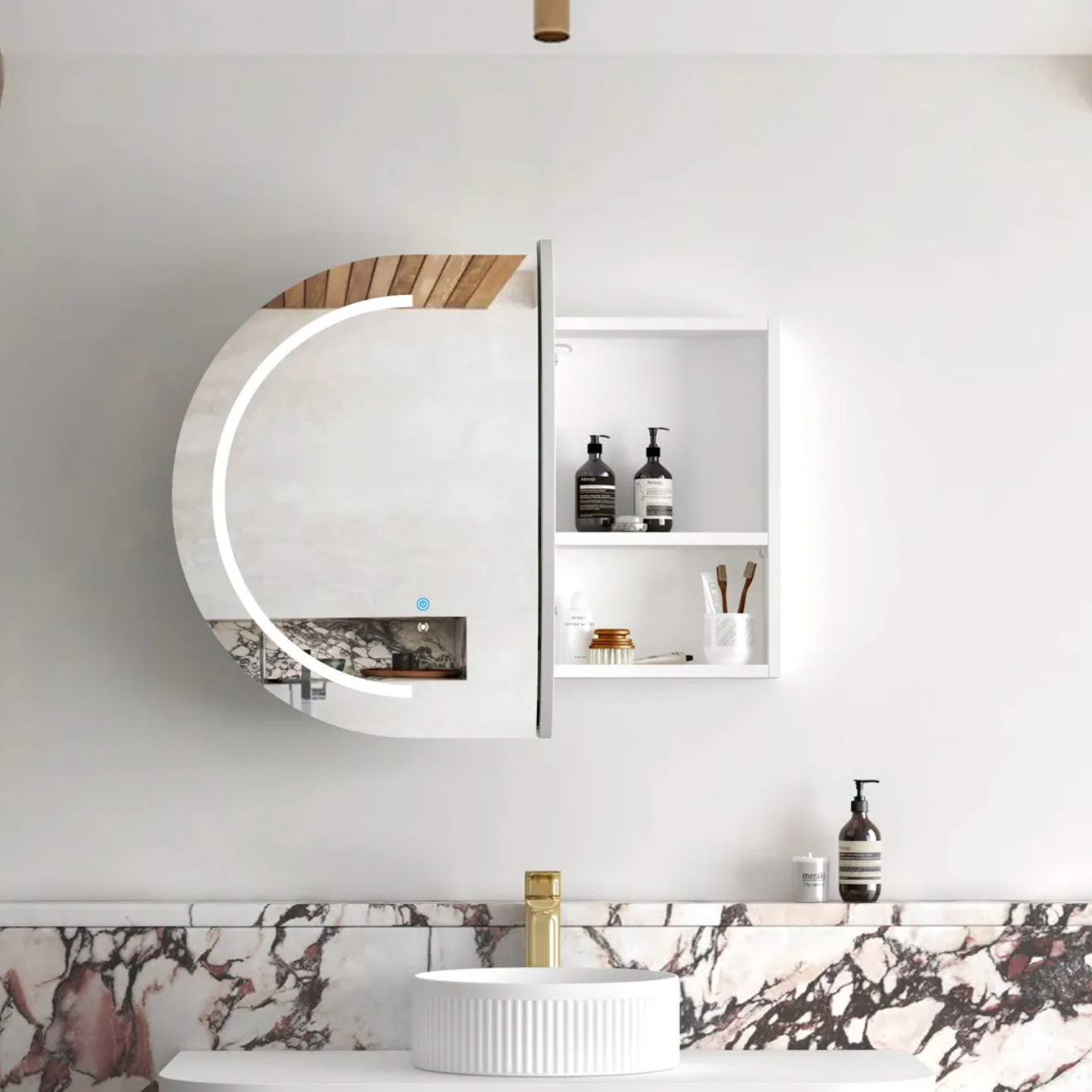Otti Bondi LED Mirror Cabinet Matte White 900mm