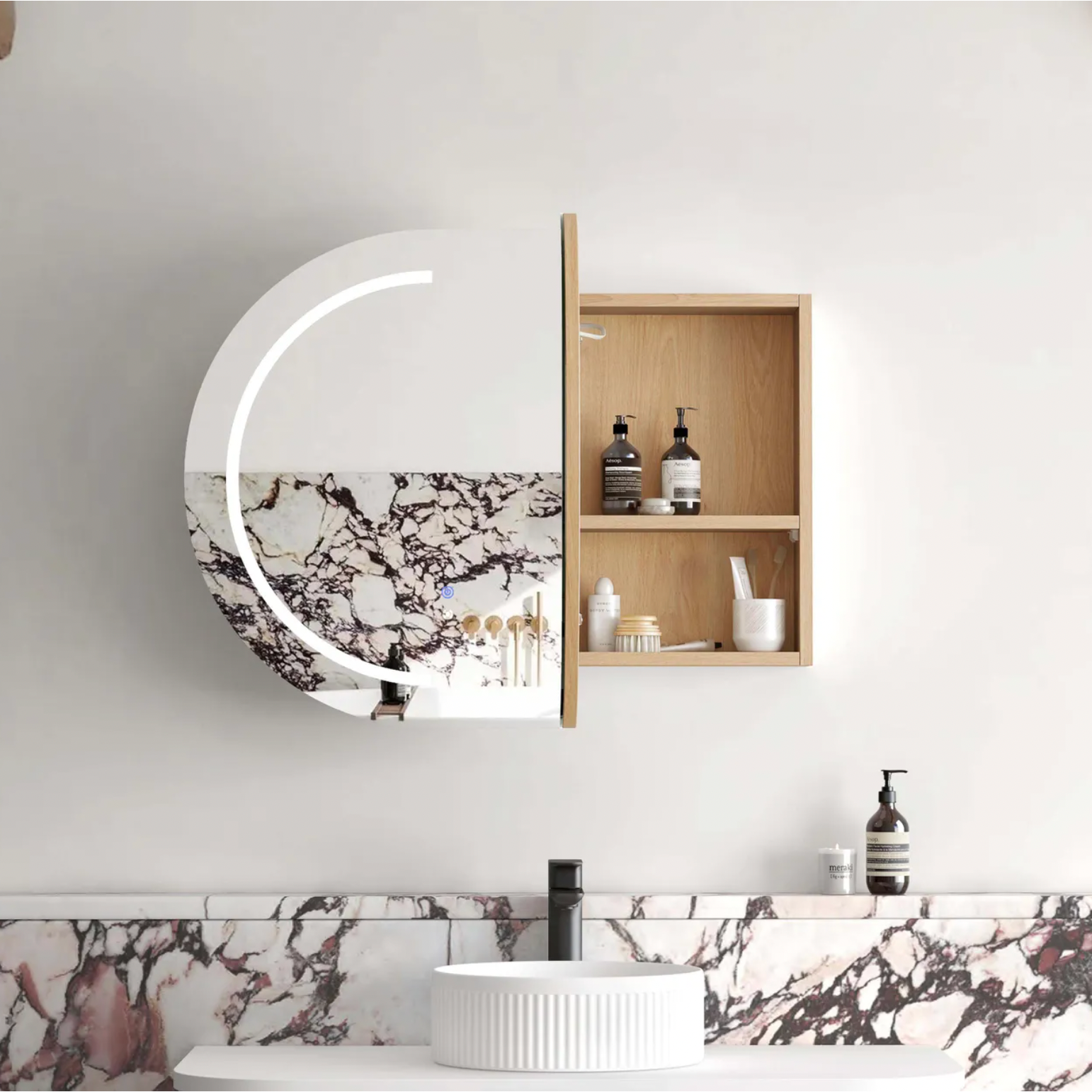 Otti Bondi LED Shaving Cabinet Natural Oak 900mm