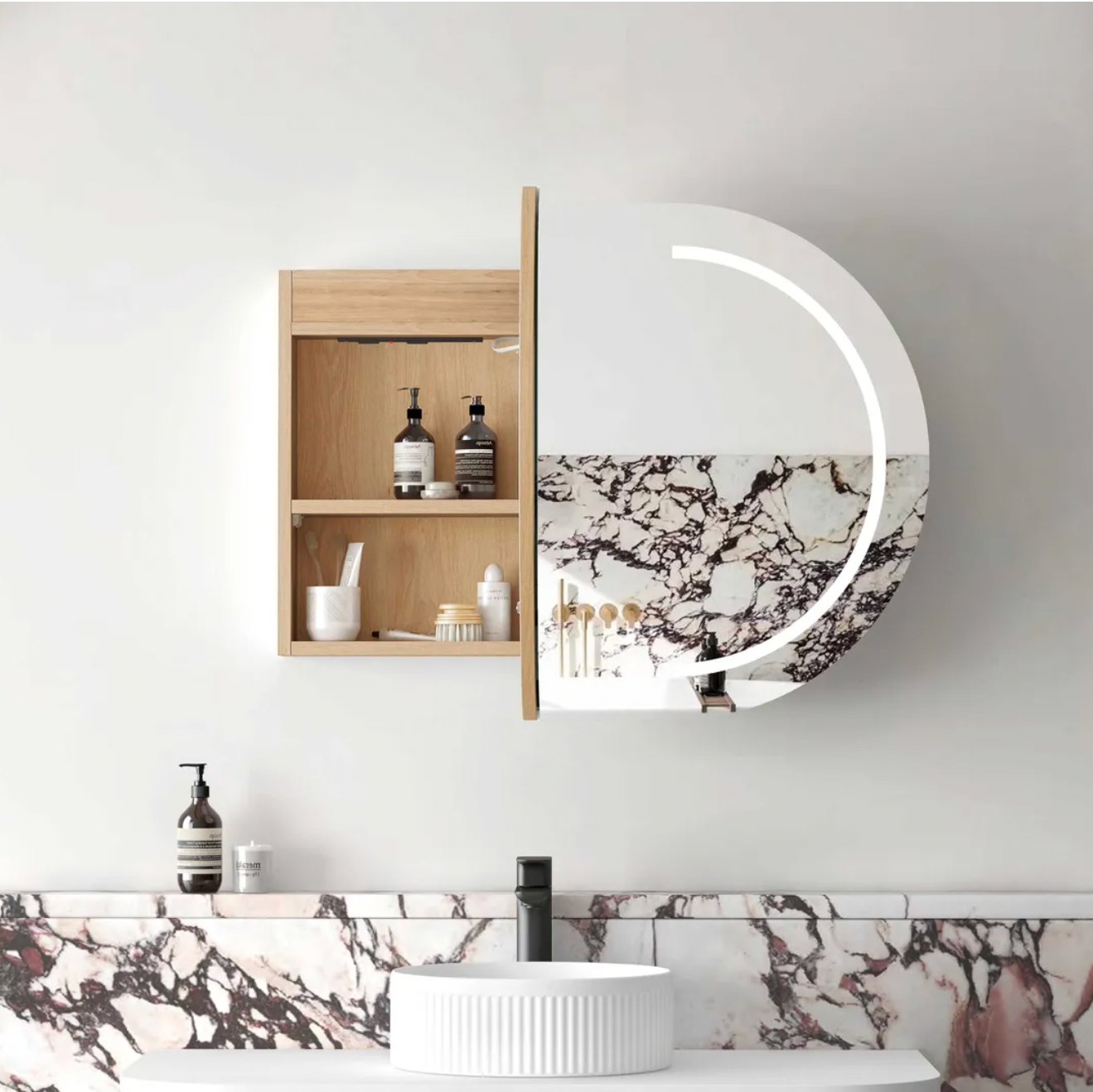 Otti Bondi LED Shaving Cabinet Natural Oak 900mm