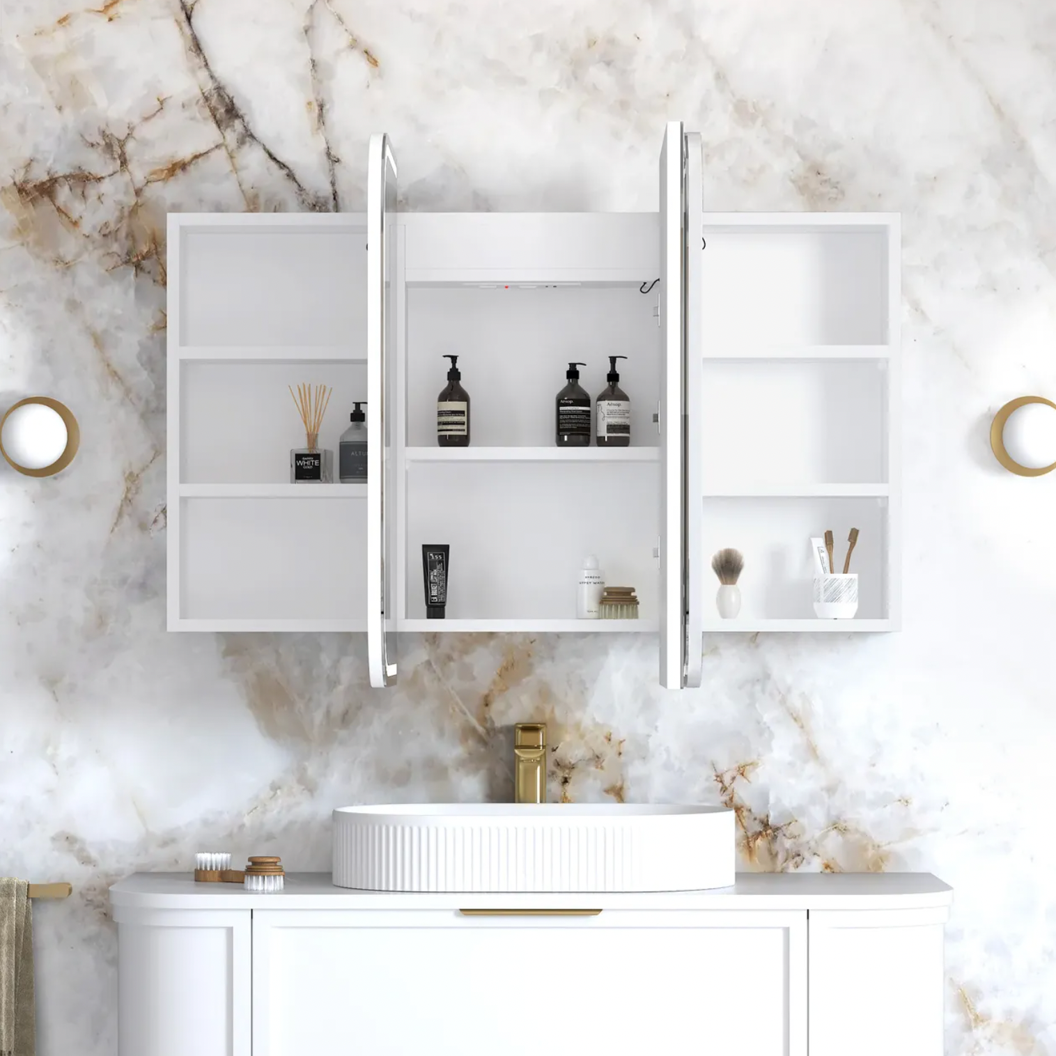 Otti Newport Matte White  LED Mirror Cabinet 1500mm