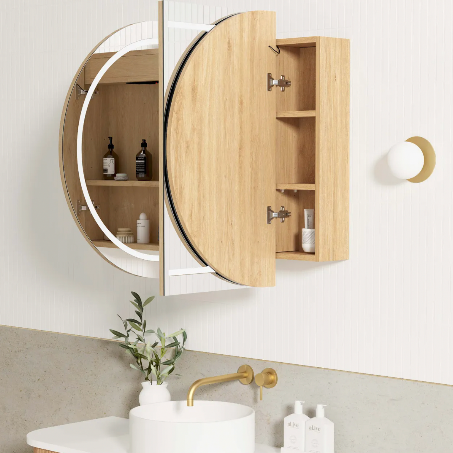 Otti Bondi LED Shaving Cabinet Natural Oak 1200mm