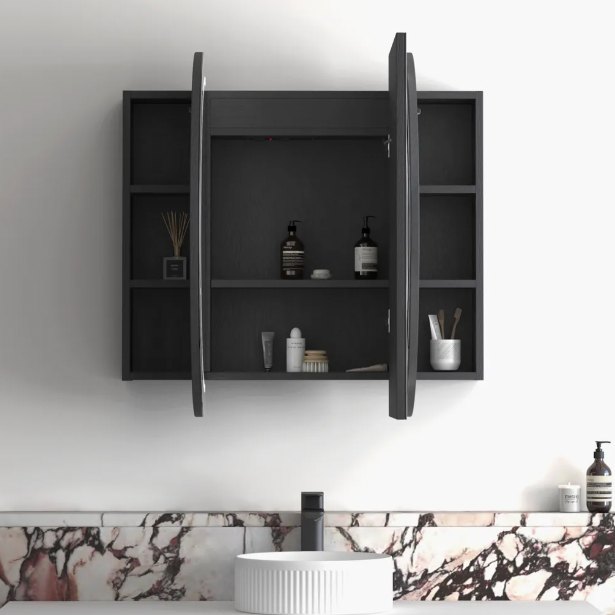 Otti Bondi LED Shaving Cabinet Black Oak 1500mm