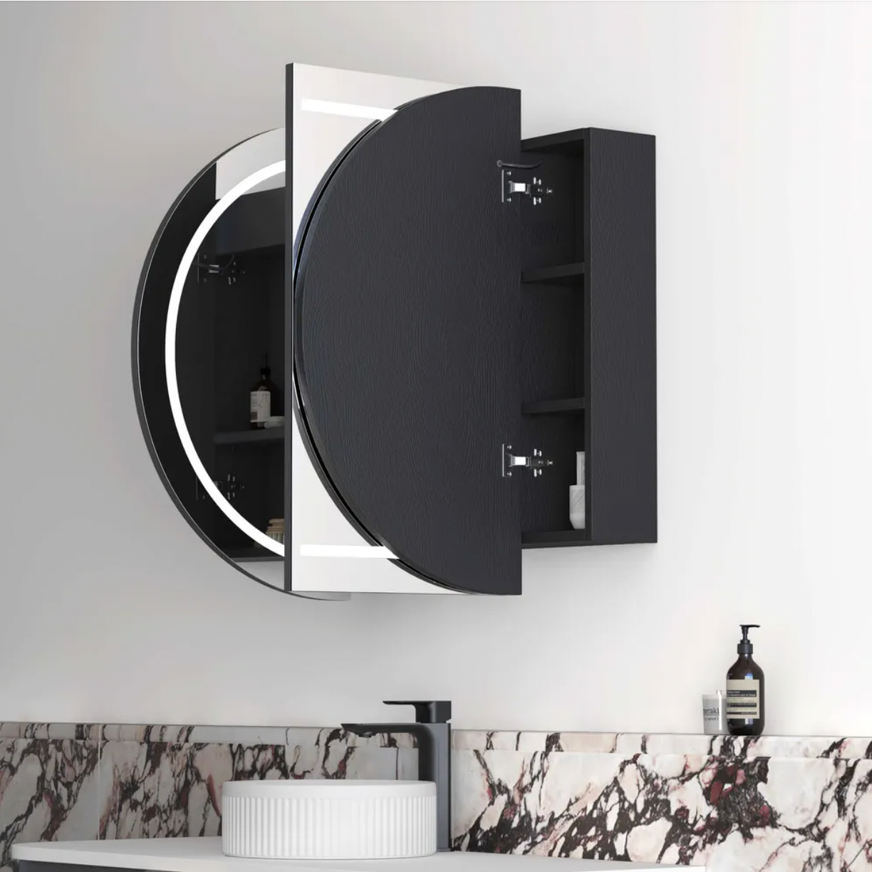 Otti Bondi LED Mirror Cabinet Black Oak 1200mm