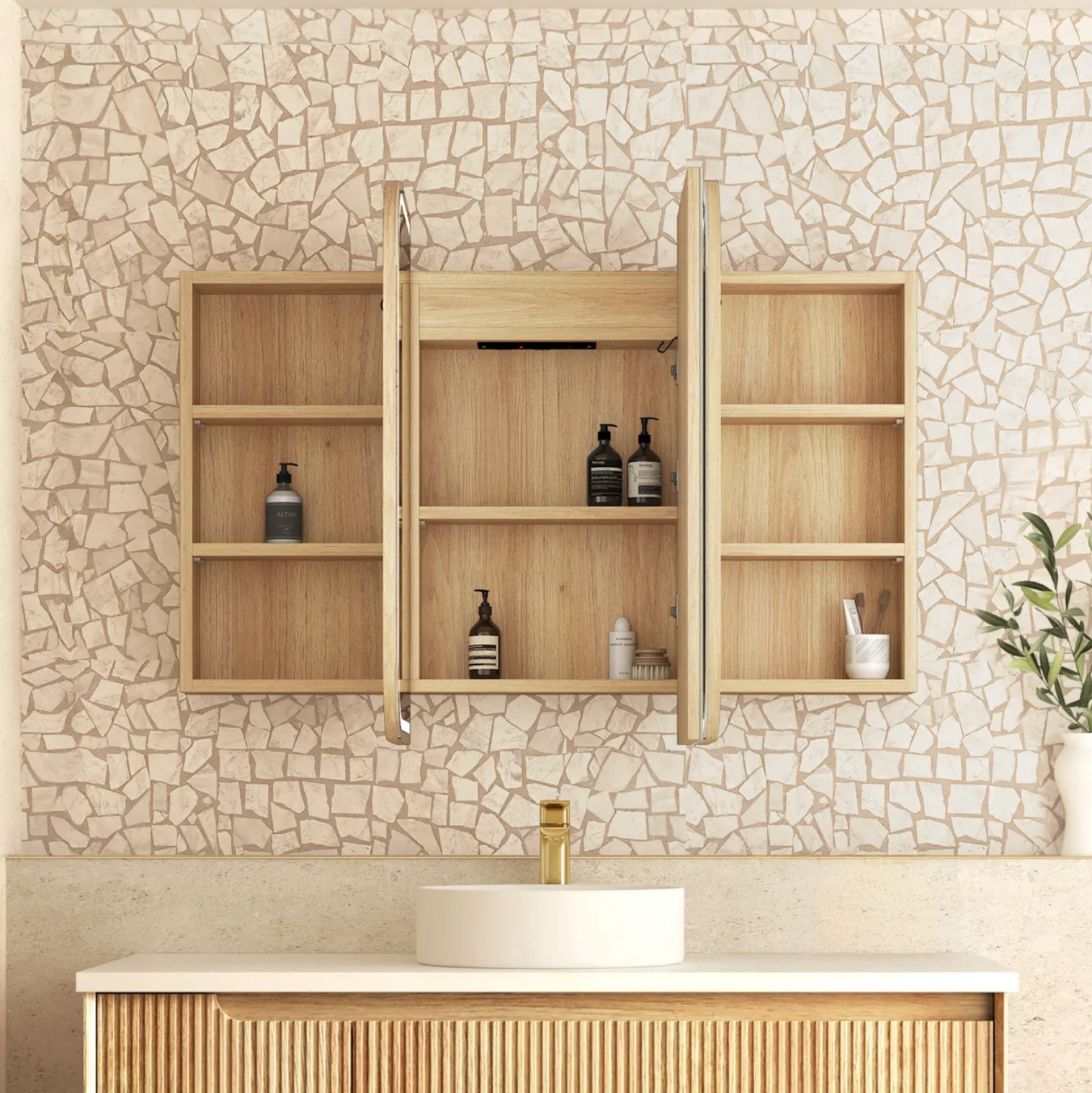 Otti Newport Natural Oak LED Mirror Cabinet 1200mm