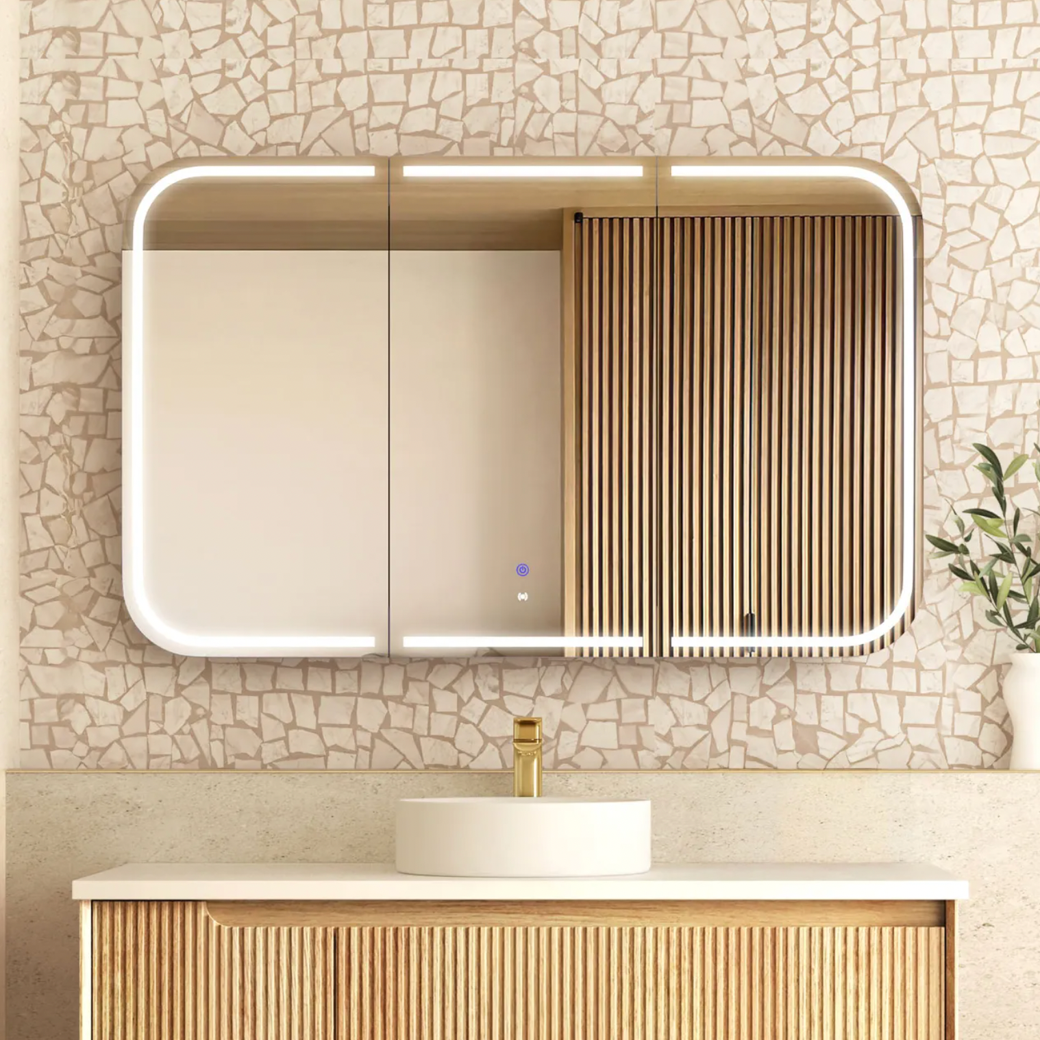 Otti Newport Natural Oak LED Mirror Cabinet 1200mm