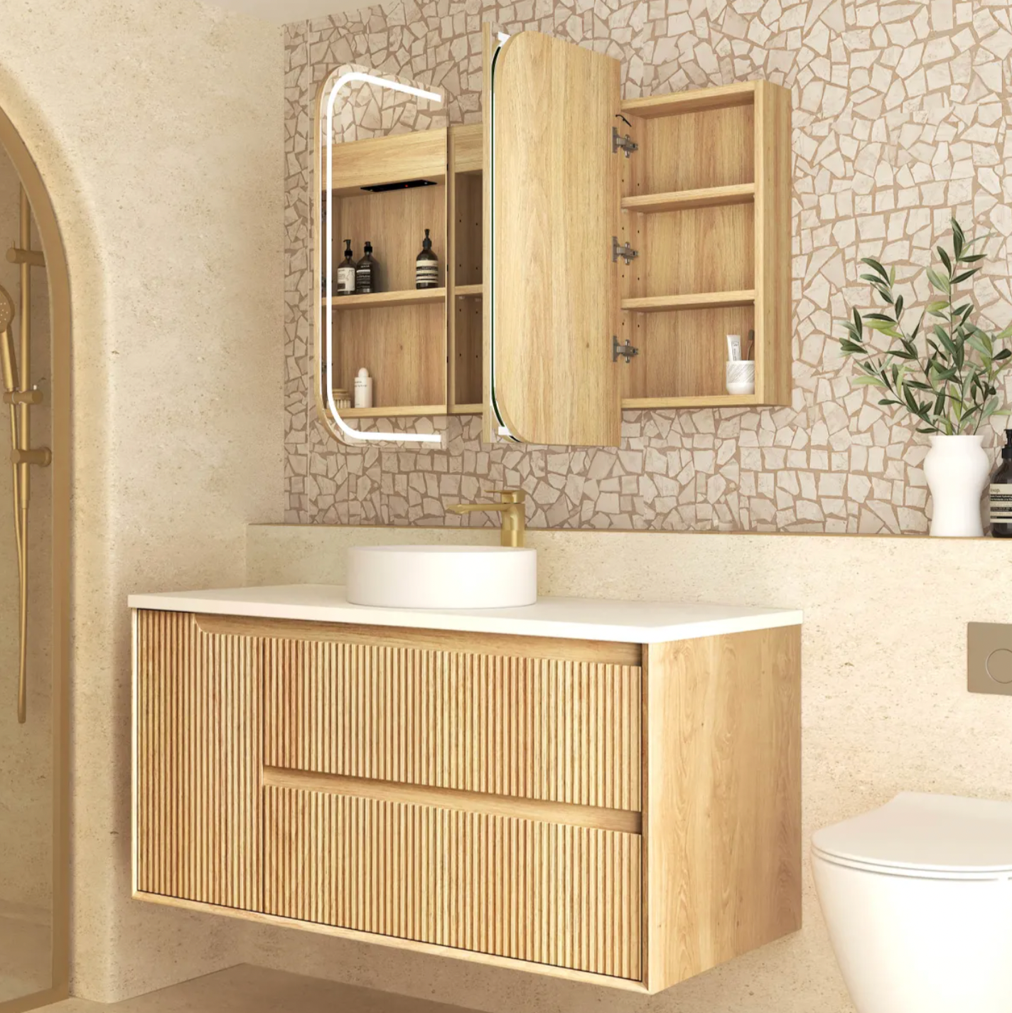Otti Newport Natural Oak LED Mirror Cabinet 1200mm