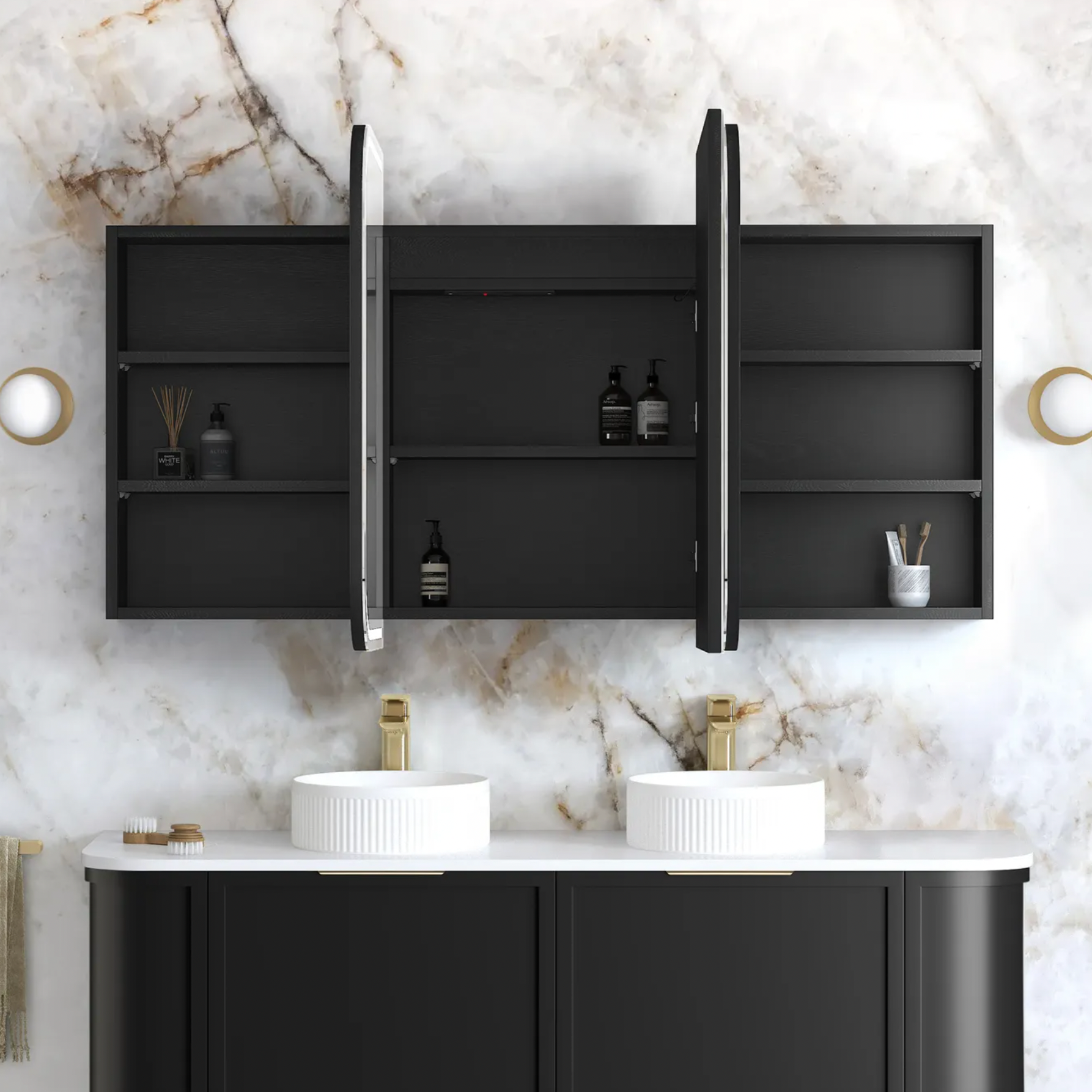Otti Newport Black Oak LED Mirror Cabinet 1500mm