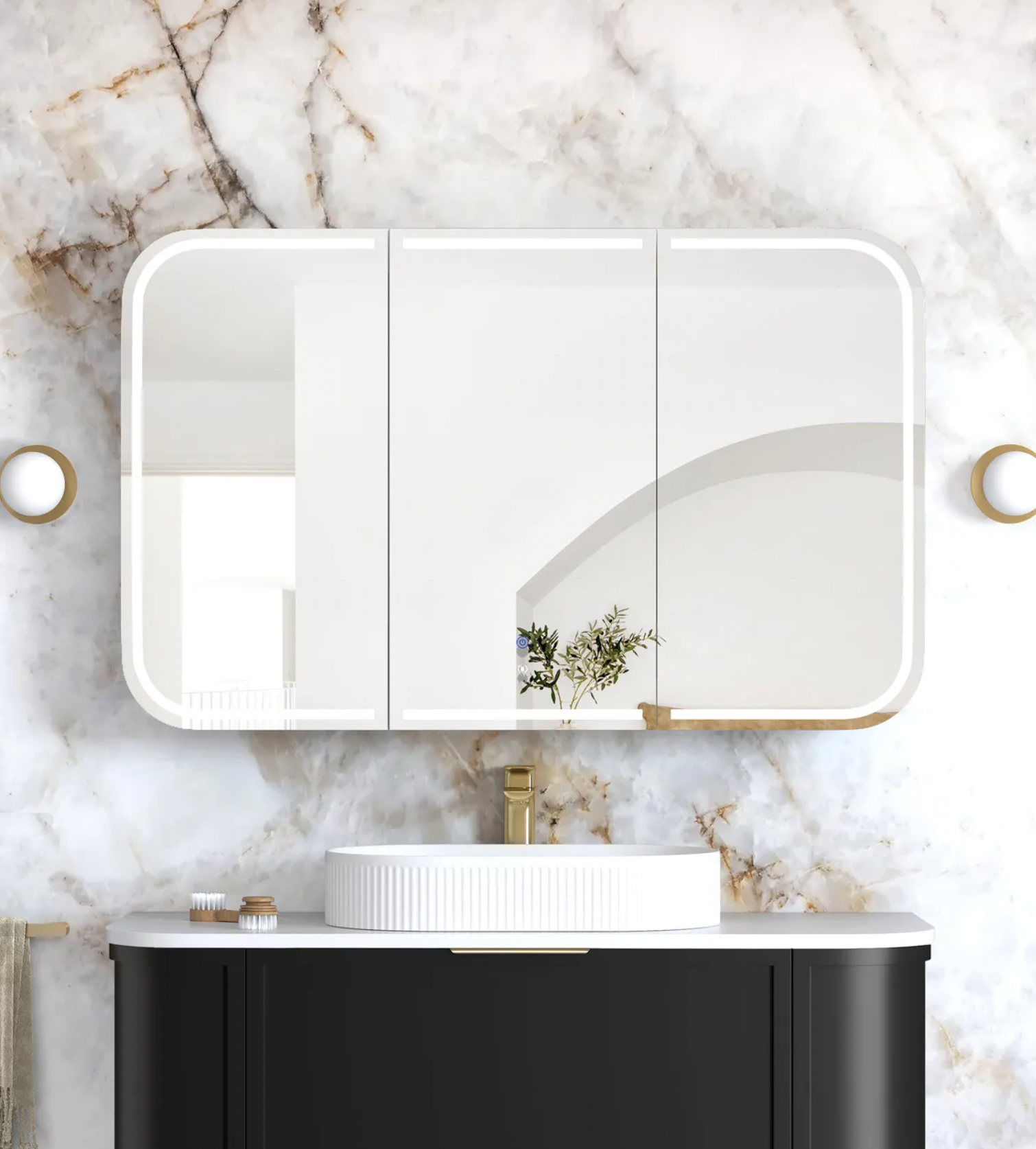 Otti Newport Black Oak LED Mirror Cabinet 1200mm