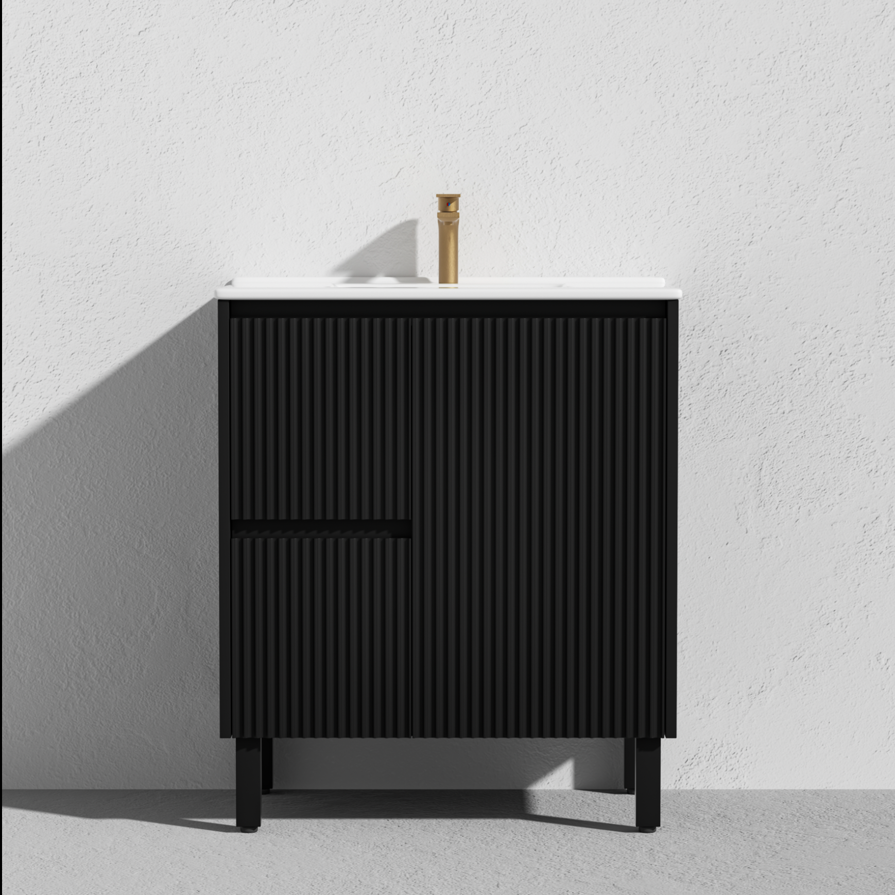 Lukka Crete freestanding  Matte White  PVC Fluted Vanity  750mm