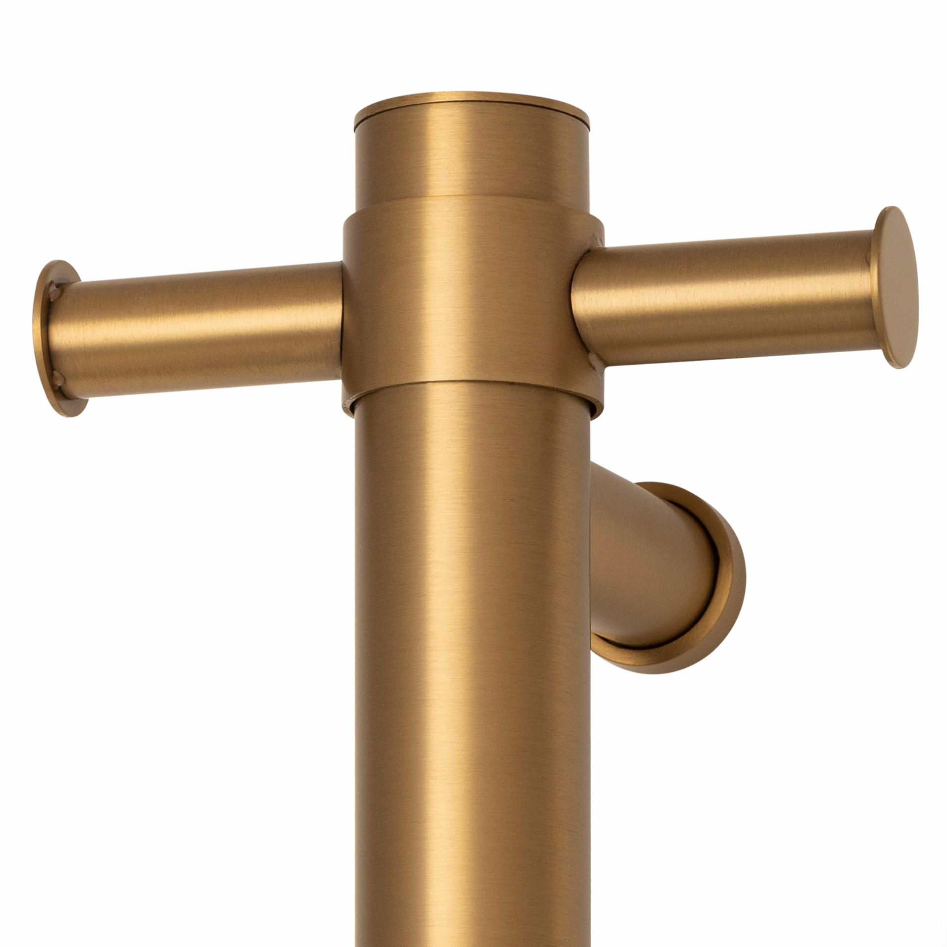 Thermogroup Straight Round Vertical Single Heated Towel Rail Brushed Gold