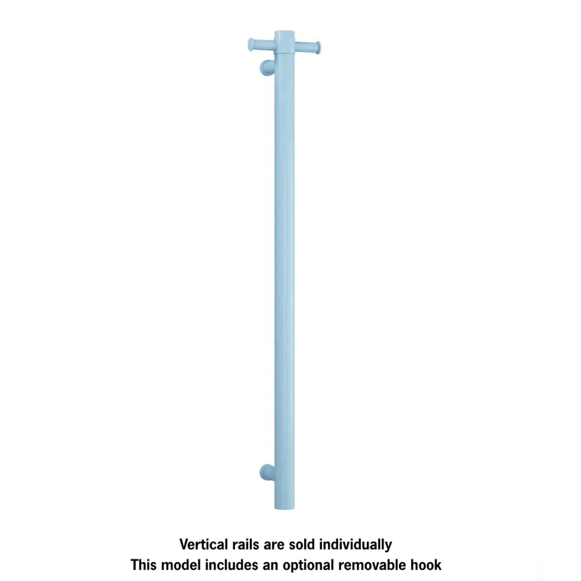 Thermogroup Straight Round Vertical Single Heated Towel Rail Horizon Blue